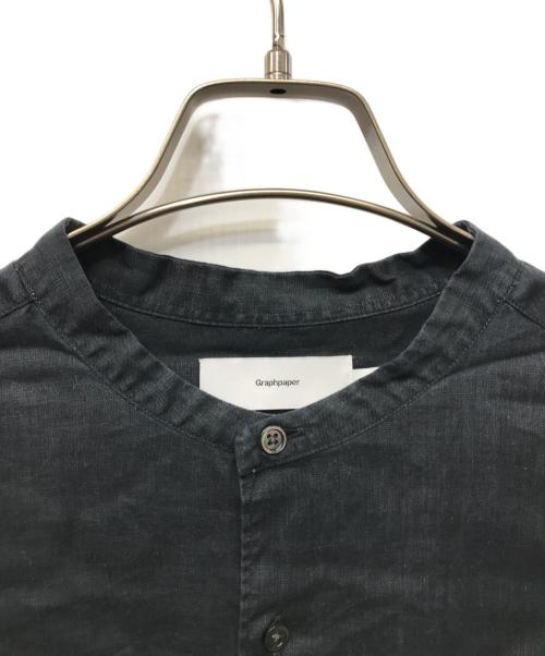 Graphpaper（グラフペーパー）Graphpaper (グラフペーパー) Linen L/S Oversized Band Collar Shirt ブラック サイズ:SIZE Freeの古着・服飾アイテム