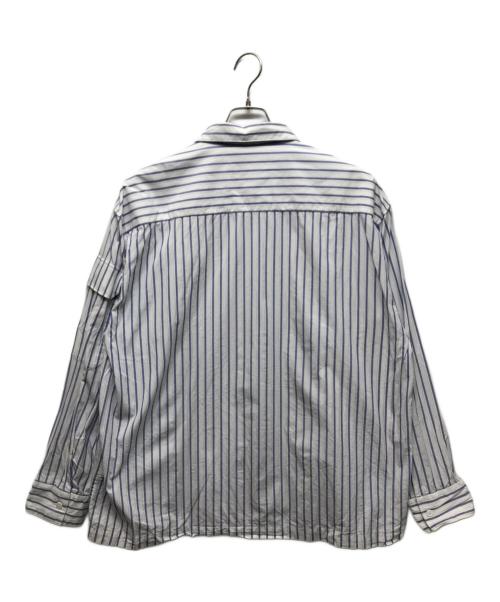 UNUSED（アンユーズド）UNUSED (アンユーズド) Zip-up striped shirt ホワイト×ブルー サイズ:3の古着・服飾アイテム