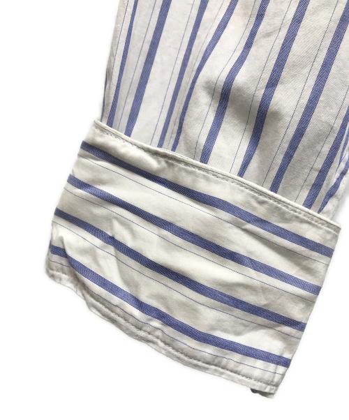 UNUSED（アンユーズド）UNUSED (アンユーズド) Zip-up striped shirt ホワイト×ブルー サイズ:3の古着・服飾アイテム