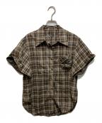 OPEN YYオープンワイワイ）の古着「WIRE-CUFF CHIECK SHIRT」｜ブラウン