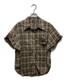 OPEN YY（オープンワイワイ）の古着「WIRE-CUFF CHIECK SHIRT」｜ブラウン