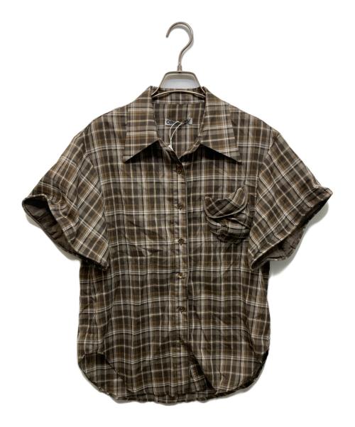 OPEN YY（オープンワイワイ）OPEN YY (オープンワイワイ) WIRE-CUFF CHIECK SHIRT ブラウン サイズ:Ｓ 未使用品の古着・服飾アイテム