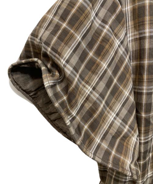 OPEN YY（オープンワイワイ）OPEN YY (オープンワイワイ) WIRE-CUFF CHIECK SHIRT ブラウン サイズ:Ｓ 未使用品の古着・服飾アイテム