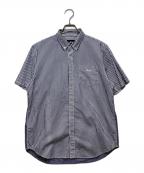 stussyステューシー）の古着「S/Sストライプシャツ」｜ホワイト×ブルー