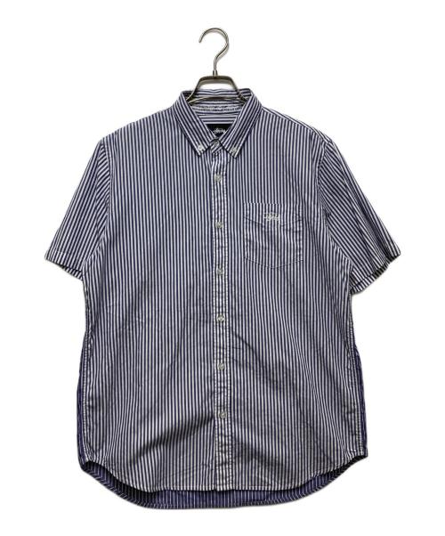stussy（ステューシー）stussy (ステューシー) S/Sストライプシャツ ホワイト×ブルー サイズ:Sの古着・服飾アイテム