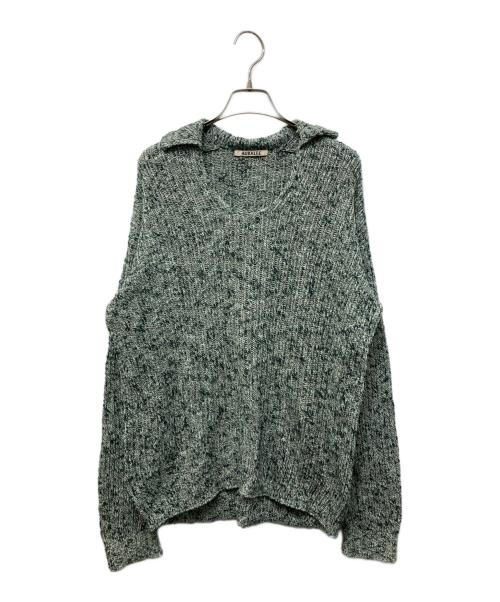 AURALEE（オーラリー）AURALEE (オーラリー) スキッパー ポロ コットンニット グリーンの古着・服飾アイテム