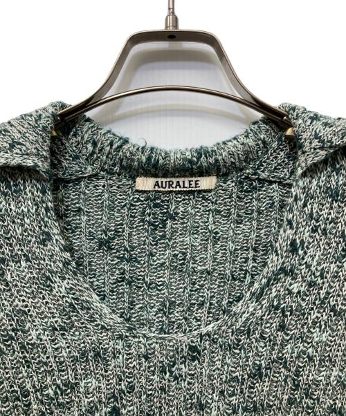 AURALEE（オーラリー）AURALEE (オーラリー) スキッパー ポロ コットンニット グリーンの古着・服飾アイテム