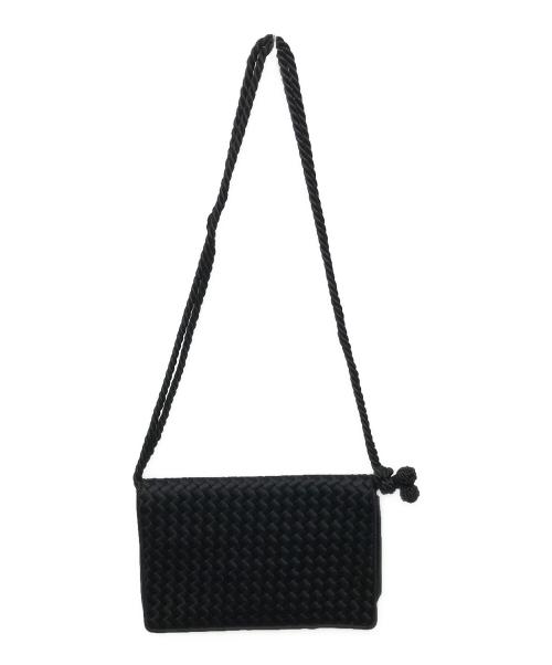 BOTTEGA VENETA（ボッテガベネタ）BOTTEGA VENETA (ボッテガベネタ) イントレチャート サテンシルクショルダーバッグ ブラックの古着・服飾アイテム