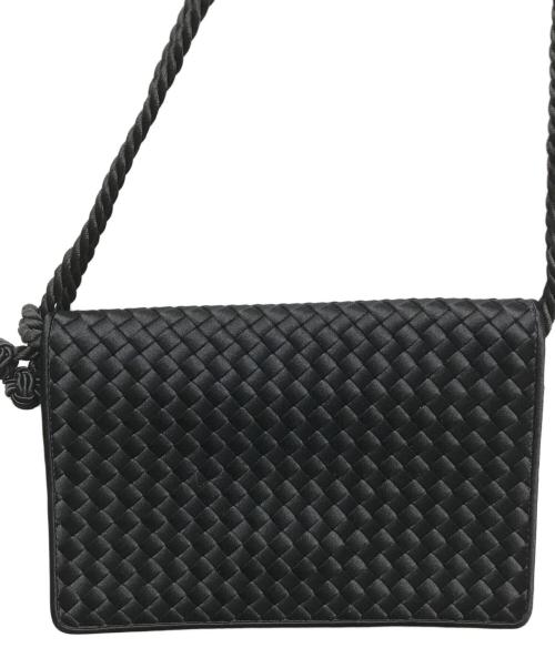 BOTTEGA VENETA（ボッテガベネタ）BOTTEGA VENETA (ボッテガベネタ) イントレチャート サテンシルクショルダーバッグ ブラックの古着・服飾アイテム