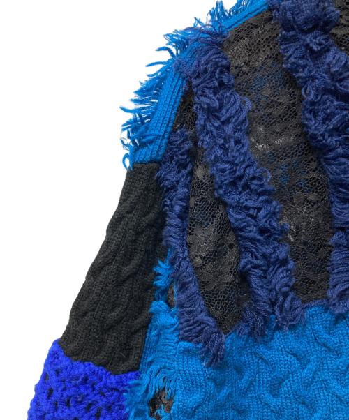KOCHE（コシェ）KOCHE (コシェ) MIXパッチワークニット ブラック×ブルー サイズ:XSの古着・服飾アイテム