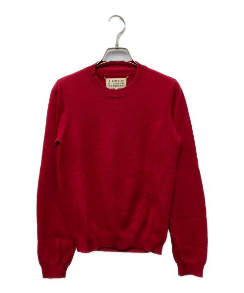 Martin Margiela4（マルタンマルジェラ 4）Martin Margiela4 (マルタンマルジェラ 4) エルボーパッチクルーネックニット レッド サイズ:XSの古着・服飾アイテム
