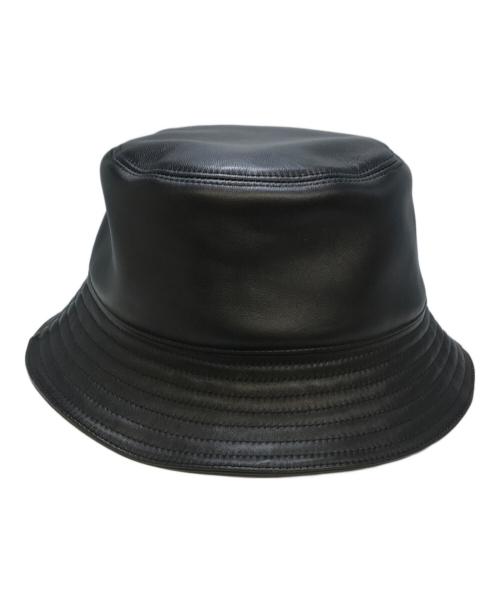LOEWE（ロエベ）LOEWE (ロエベ) アナグラムロゴパッチ レザーバケットハット ブラック サイズ:57の古着・服飾アイテム