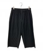 HOMME PLISSE ISSEY MIYAKEオム プリッセ イッセイ ミヤケ）の古着「プリーツワイドクロップドパンツ」｜ブラック