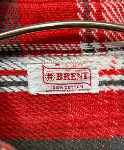 BRENT（ブレント）BRENT (ブレント) マチ付きチェックネルシャツ レッド×ホワイト サイズ:Mの古着・服飾アイテム