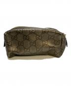 GUCCIグッチ）の古着「レザーミコスメポーチ」｜グレー