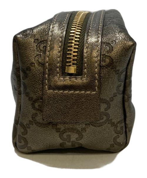 GUCCI（グッチ）GUCCI (グッチ) レザーミコスメポーチ グレーの古着・服飾アイテム