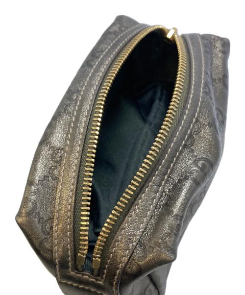 GUCCI（グッチ）GUCCI (グッチ) レザーミコスメポーチ グレーの古着・服飾アイテム