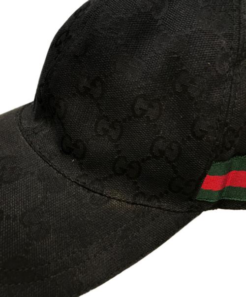 GUCCI（グッチ）GUCCI (グッチ) GGキャンバス ベースボールキャップ ブラックの古着・服飾アイテム