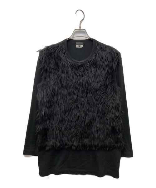 COMME des GARCONS HOMME PLUS（コムデギャルソンオムプリュス）COMME des GARCONS HOMME PLUS (コムデギャルソンオムプリュス) FAKE FUR L/S TEE ブラック サイズ:Sの古着・服飾アイテム