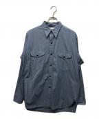 ULTERIORアルテリア）の古着「INDIGO COTTON SILK CHAMBRAY D/P SHIRT」｜ブルー