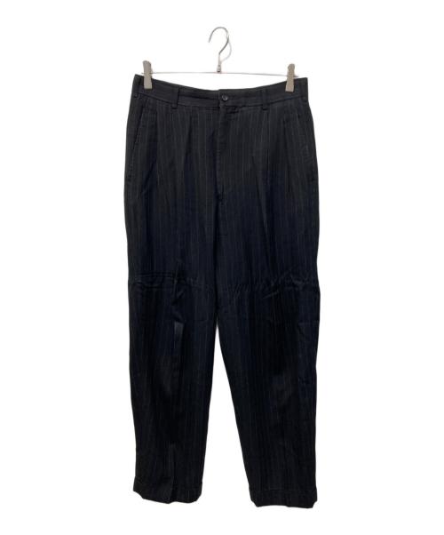 COMME des GARCONS HOMME PLUS（コムデギャルソンオムプリュス）COMME des GARCONS HOMME PLUS (コムデギャルソンオムプリュス) 90'S ストライプタックパンツ ブラック サイズ:SIZE Mの古着・服飾アイテム