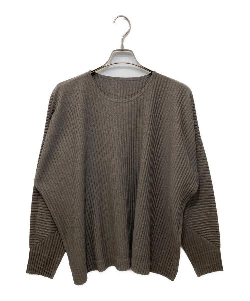 HOMME PLISSE ISSEY MIYAKE（オム プリッセ イッセイ ミヤケ）HOMME PLISSE ISSEY MIYAKE (オム プリッセ イッセイ ミヤケ) Pleated long sleeve T-shirt ブラウン サイズ:2の古着・服飾アイテム