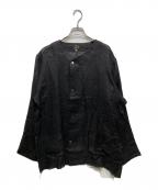 Needlesニードルズ）の古着「リネンノーカラーシャツ」｜ブラック