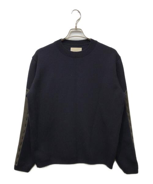YOKE（ヨーク）YOKE (ヨーク) Suede Leather Elbow Patch Sweater ネイビー サイズ:2の古着・服飾アイテム