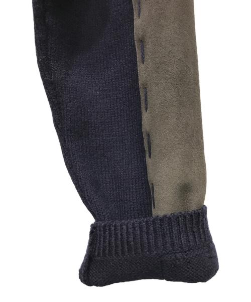 YOKE（ヨーク）YOKE (ヨーク) Suede Leather Elbow Patch Sweater ネイビー サイズ:2の古着・服飾アイテム