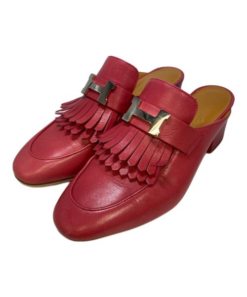 HERMES（エルメス）HERMES (エルメス) リヴォリ フリンジミュール ピンク サイズ:37の古着・服飾アイテム