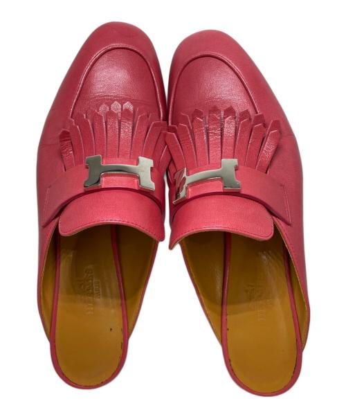 HERMES（エルメス）HERMES (エルメス) リヴォリ フリンジミュール ピンク サイズ:37の古着・服飾アイテム
