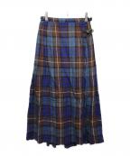 O'NEIL OF DUBLINオニールオブダブリン）の古着「ラップスカート」｜ブルー×ブラウン