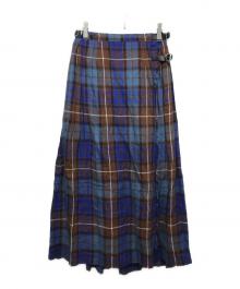 O'NEIL OF DUBLIN（オニールオブダブリン）の古着「ラップスカート」｜ブルー×ブラウン