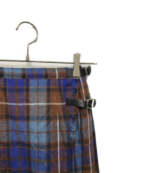 O'NEIL OF DUBLIN（オニールオブダブリン）O'NEIL OF DUBLIN (オニールオブダブリン) ラップスカート ブルー×ブラウン サイズ:36の古着・服飾アイテム