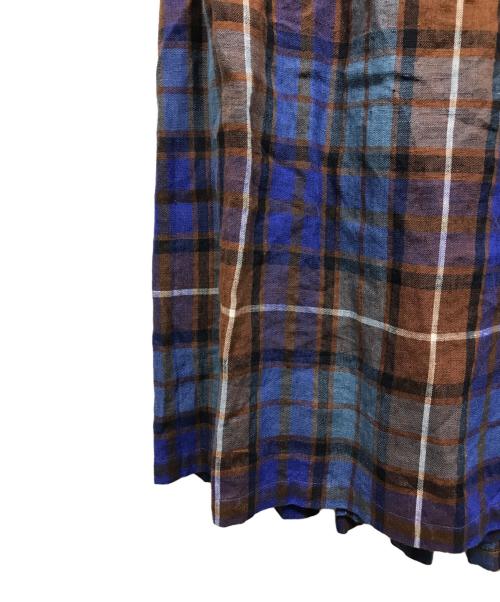 O'NEIL OF DUBLIN（オニールオブダブリン）O'NEIL OF DUBLIN (オニールオブダブリン) ラップスカート ブルー×ブラウン サイズ:36の古着・服飾アイテム