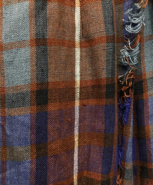 O'NEIL OF DUBLIN（オニールオブダブリン）O'NEIL OF DUBLIN (オニールオブダブリン) ラップスカート ブルー×ブラウン サイズ:36の古着・服飾アイテム