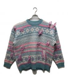 amok（アモク）の古着「NORDIC MOHAIR KNIT」｜ブルー×ピンク