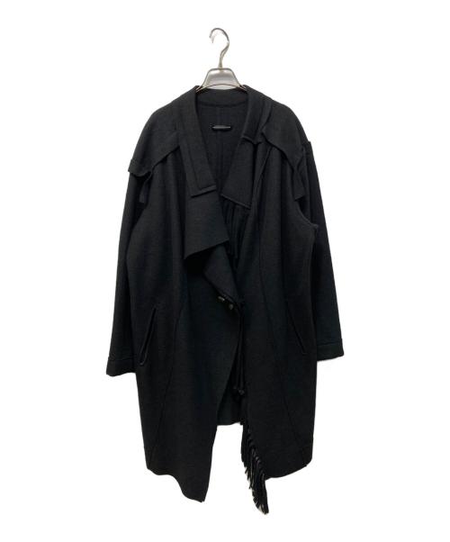 Y's（ワイズ）Y's (ワイズ) フリンジデザイントグルコードドレープコート ブラック サイズ:2の古着・服飾アイテム