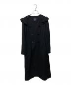 LIMI feuリミフゥ）の古着「ノーカラーフリルトレンチコート」｜ブラック