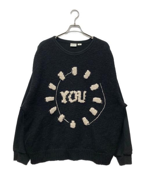 DRIES VAN NOTEN（ドリスヴァンノッテン）DRIES VAN NOTEN (ドリスヴァンノッテン) LEN LYE (レン・ライ) HAYLAND ニット切り替えスウェット ブラック サイズ:Ｌの古着・服飾アイテム