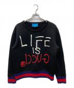 GUCCIグッチ）の古着「GHOST LIFE isプリントスウェット」｜ブラック