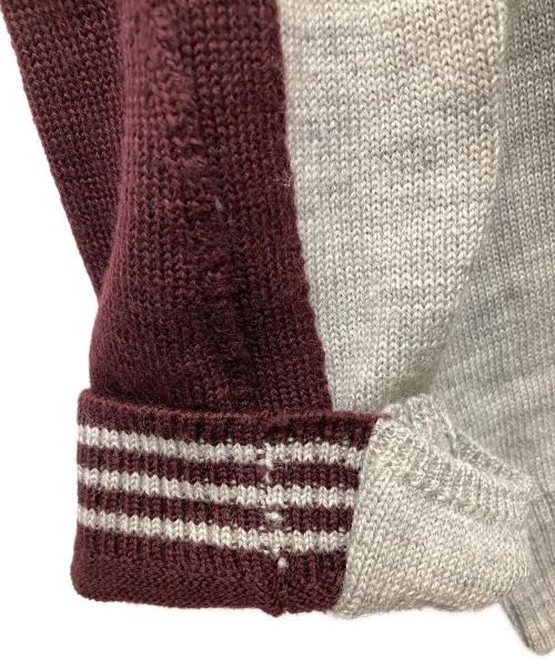 YOHJI YAMAMOTO（ヨウジヤマモト）YOHJI YAMAMOTO (ヨウジヤマモト) レイヤードスリーブクルーネックニット グレー×ボルドー サイズ:3の古着・服飾アイテム
