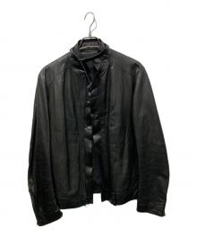 Y's（ワイズ）の古着「06AW カンガルーレザーシングルライダースジャケット」｜ブラック