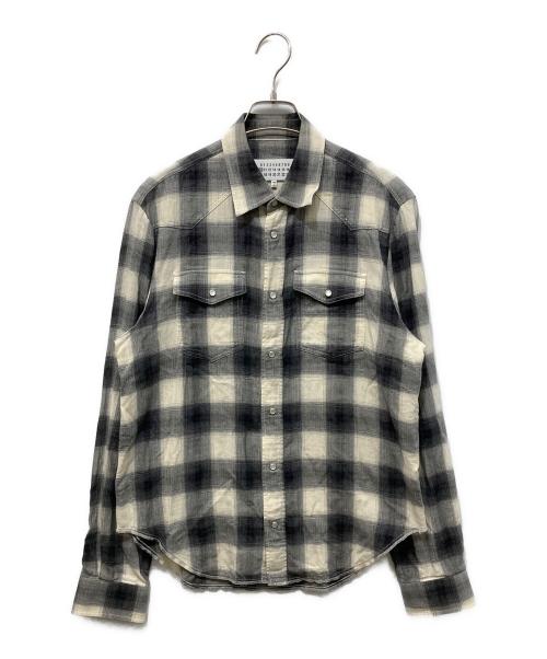 Maison Margiela（メゾンマルジェラ）Maison Margiela (メゾンマルジェラ) オンブレチェックウエスタンシャツ アイボリー×ブラック サイズ:39の古着・服飾アイテム