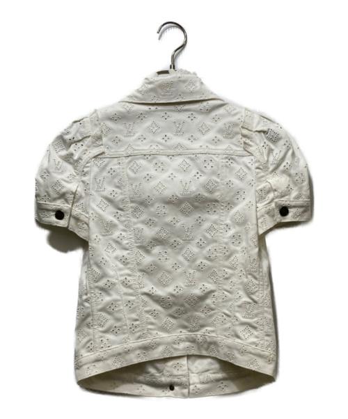 LOUIS VUITTON（ルイ ヴィトン）LOUIS VUITTON (ルイ ヴィトン) モノグラムフリル半袖デニムジャケット ホワイト サイズ:34の古着・服飾アイテム