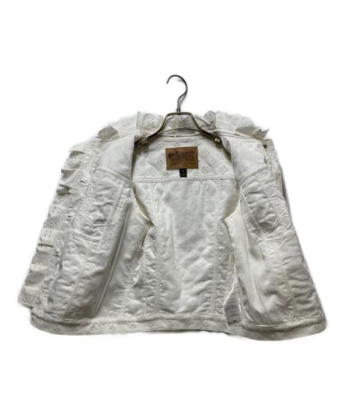 LOUIS VUITTON（ルイ ヴィトン）LOUIS VUITTON (ルイ ヴィトン) モノグラムフリル半袖デニムジャケット ホワイト サイズ:34の古着・服飾アイテム