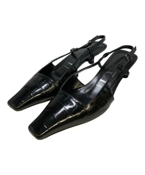 GUCCI（グッチ）GUCCI (グッチ) 型押しスリングバックミュール ブラック サイズ:38の古着・服飾アイテム
