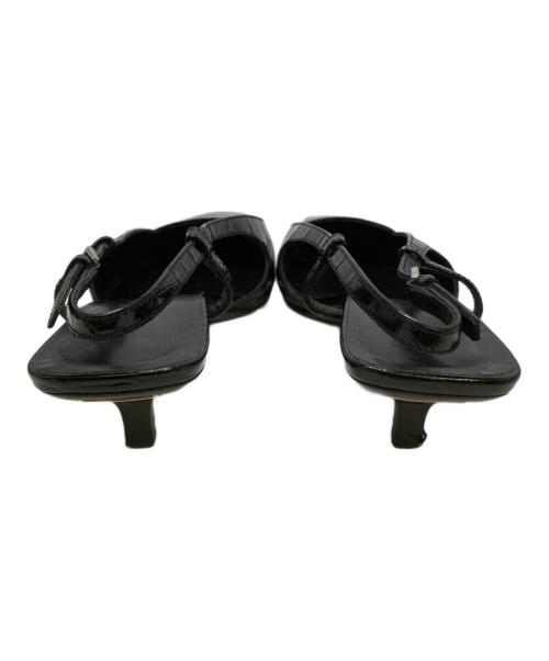 GUCCI（グッチ）GUCCI (グッチ) 型押しスリングバックミュール ブラック サイズ:38の古着・服飾アイテム