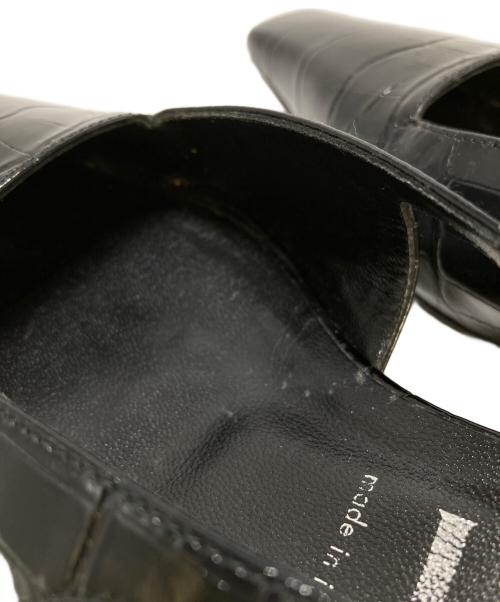 GUCCI（グッチ）GUCCI (グッチ) 型押しスリングバックミュール ブラック サイズ:38の古着・服飾アイテム