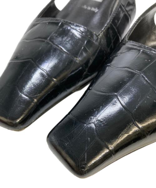 GUCCI（グッチ）GUCCI (グッチ) 型押しスリングバックミュール ブラック サイズ:38の古着・服飾アイテム